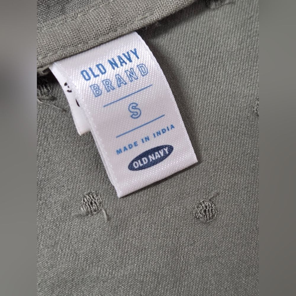 OLD NAVY VINTAGE 100% COTTON Y2K ARMY GREEN JACKET BLAZER W/EMBROIDERY sz S NEW - Picture 3 of 11